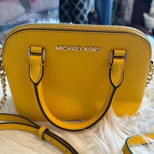 Michael Kors Yellow Saffiano Leather Dome Satchel NWOT